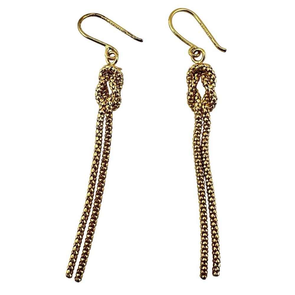 JCM Jacmel 925 Sterling Silver Gold Plated Popcorn Chain Knot 2.5" Earrings